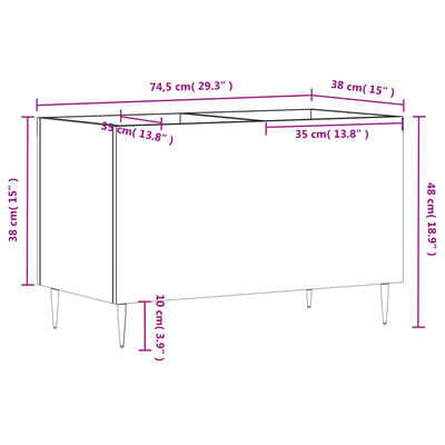 vidaXL Stereobänk vit 74,5x38x48 cm konstruerat trä