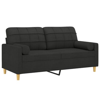 vidaXL 2-sits soffa med prydnadskuddar svart 140 cm tyg