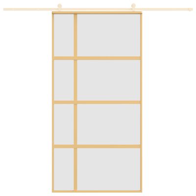 vidaXL Skjutdörr guld 102,5x205 cm frostat ESG-glas och aluminium