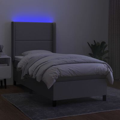 vidaXL Ramsäng med madrass & LED ljusgrå 100x200 cm tyg