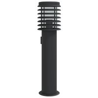 vidaXL Utomhusgolvlampa med eluttag svart 60 cm rostfritt stål