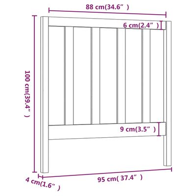 vidaXL Sänggavel Grå 95x4x100 cm massiv furu