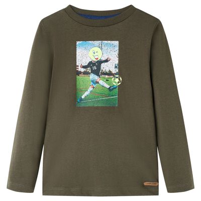 T-shirt med långa ärmar för barn khaki 116