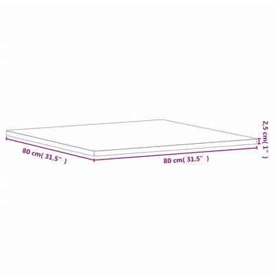 vidaXL Bordsskiva 80x80x2,5 cm fyrkantig massivt bokträ