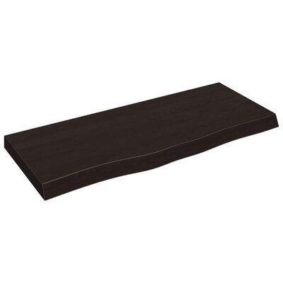 vidaXL Bänkskiva badrum mörkbrun 100x40x(2-6) cm behandlat massivt trä