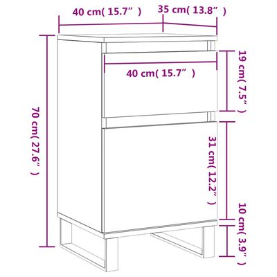 vidaXL Byråer 2 st sonoma-ek 40x35x70 cm konstruerat trä