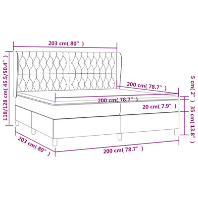 vidaXL Ramsäng med madrass rosa 200x200 cm sammet