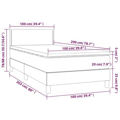 vidaXL Ramsäng med bäddmadrass cappuccino 100x200 cm konstläder