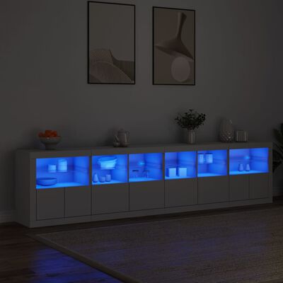 vidaXL Skänk med LED-belysning vit 283x37x67 cm