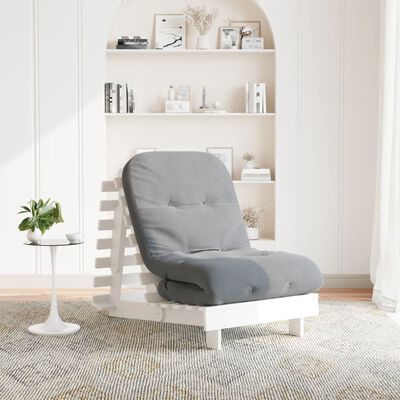 vidaXL Futonbäddsoffa med madrass vit 70x206x11 cm massiv furu