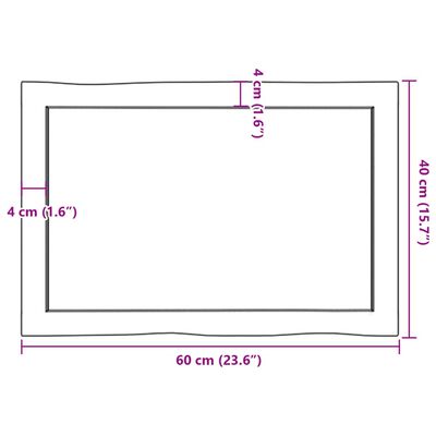 vidaXL Bordsskiva 60x40x(2-6) cm obehandlad massiv ek levande kant