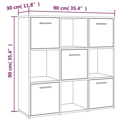 vidaXL Bokhylla rökfärgad ek 90x30x90 cm konstruerat trä