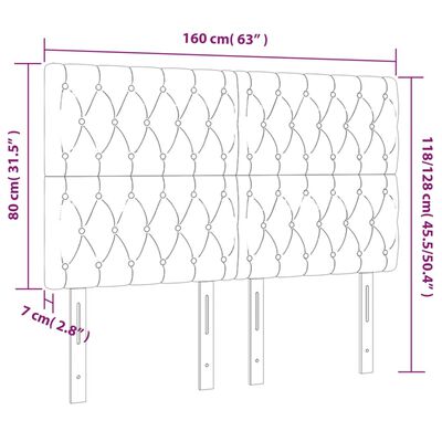 vidaXL Sänggavel LED mörkgrå 160x7x118/128 cm tyg