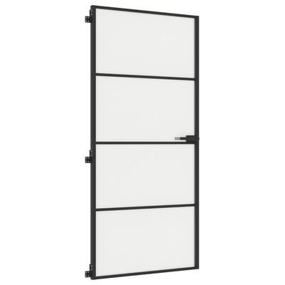 vidaXL Innerdörr svart 93x201,5 cm härdat glas och aluminium slim