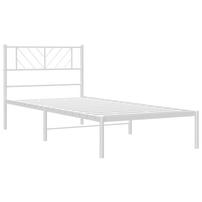 vidaXL Sängram med huvudgavel metall vit 100x190 cm