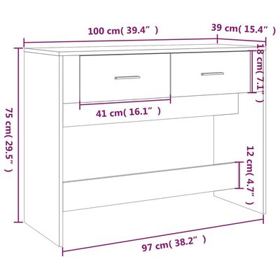 vidaXL Avlastningsbord sonoma ek 100x39x75 cm konstruerat trä