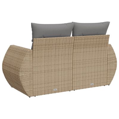 vidaXL Trädgårdssoffa 2-sits med dynor konstrotting beige