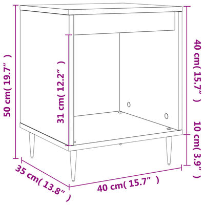 vidaXL Sängbord 2 st vit 40x35x50 cm konstruerat trä