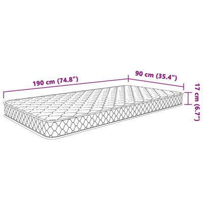 vidaXL Memoryskummadrass vit 90x190x17 cm