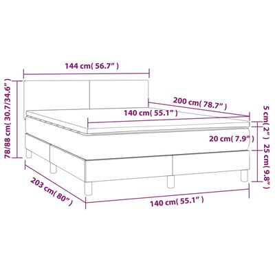 vidaXL Ramsäng med madrass & LED svart 140x200 cm konstläder