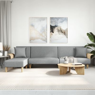 vidaXL L-formad bäddsoffa ljusgrå 279x140x70 cm tyg