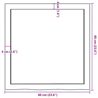 vidaXL Bänkskiva badrum ljusbrun 60x60x(2-4) cm behandlat massivt trä