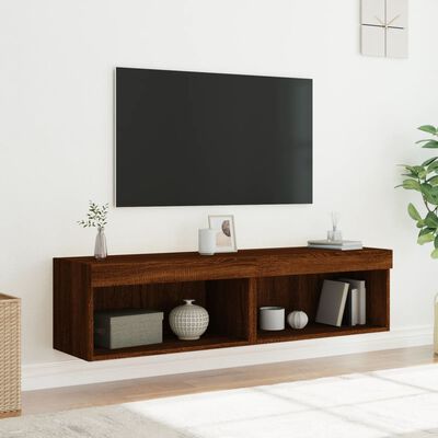 vidaXL Tv-bänk med LED-belysning 2 st brun ek 60x30x30 cm