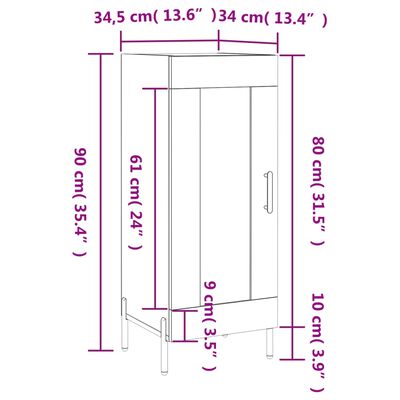 vidaXL Skänk vit 34,5x34x90 cm konstruerat trä