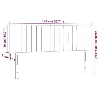 vidaXL Sänggavel LED taupe 144x5x78/88 cm tyg