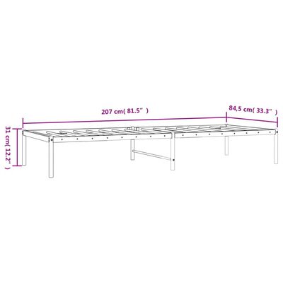 vidaXL Sängram metall svart 80x200 cm