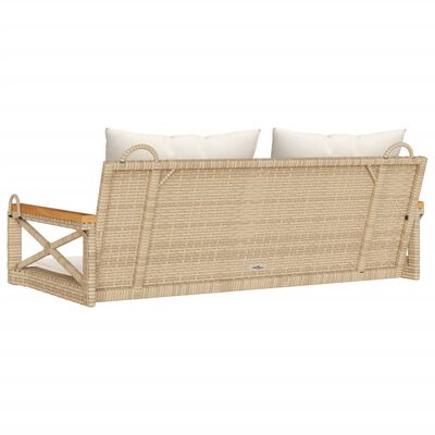 vidaXL Gungbänk med dynor beige 109x62x40 cm konstrotting