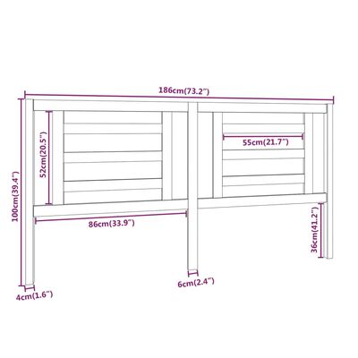 vidaXL Sänggavel honungsbrun 186x4x100 cm massiv furu