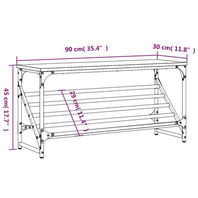 vidaXL Skohylla sonoma-ek 90x30x45 cm konstruerat trä