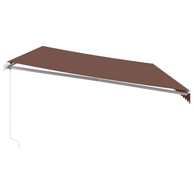 vidaXL Markis manuellt infällbar med LED brun 600x350 cm