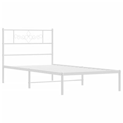 vidaXL Sängram med huvudgavel metall vit 100x200 cm