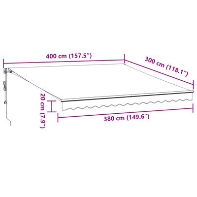 vidaXL Markis automatiskt infällbar med LEDs antracit&vit 400x300 cm