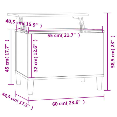 vidaXL Soffbord rökfärgad ek 60x44,5x45 cm konstruerat trä