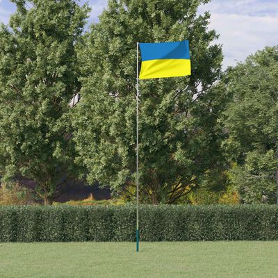 vidaXL Ukrainas flagga och flaggstång 5,55 m aluminium