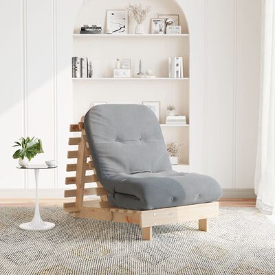 vidaXL Futonbäddsoffa med madrass 70x206x11 cm massiv furu