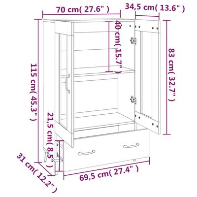 vidaXL Skåp betonggrå 70x31x115 cm konstruerat trä