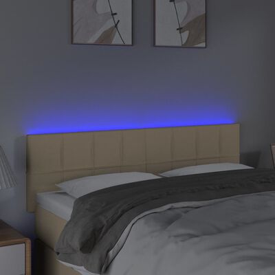 vidaXL Sänggavel LED gräddvit 144x5x78/88 cm tyg