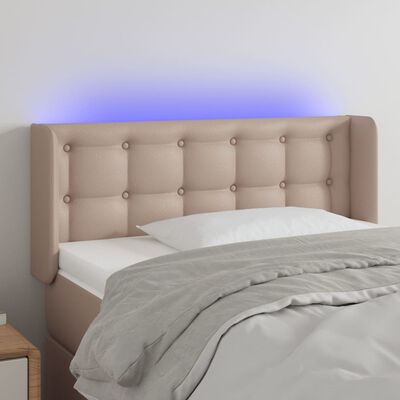 vidaXL Sänggavel LED cappuccino 93x16x78/88 cm konstläder