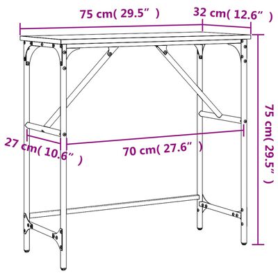 vidaXL Avlastningsbord brun ek 75x32x75 cm konstruerat trä