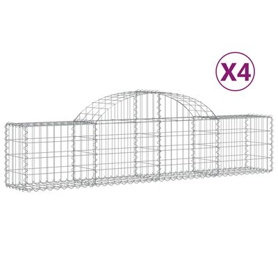 vidaXL Gabion bågformad 4 st 200x30x40/60 cm galvaniserat järn