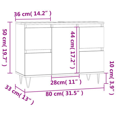 vidaXL Badrumsskåp svart 80x33x60 cm konstruerat trä