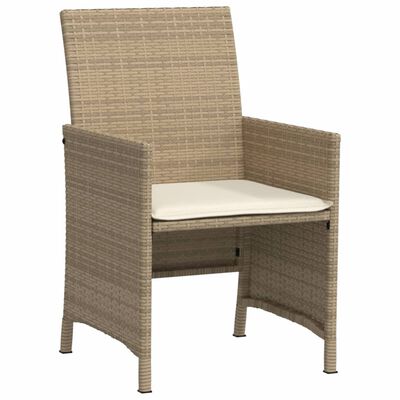 vidaXL Bistrogrupp med dynor 3 delar beige konstrotting