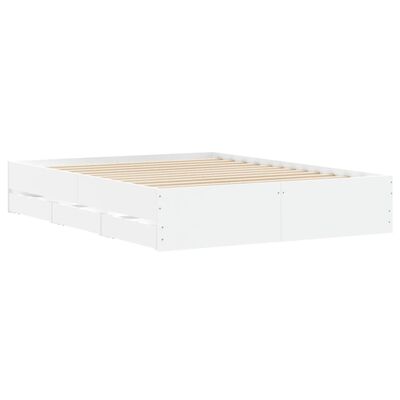 vidaXL Sängram med lådor vit 150x200 cm konstruerad trä