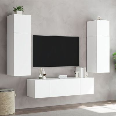 vidaXL Väggmonterad tv-bänk LED vit 80x35x31 cm