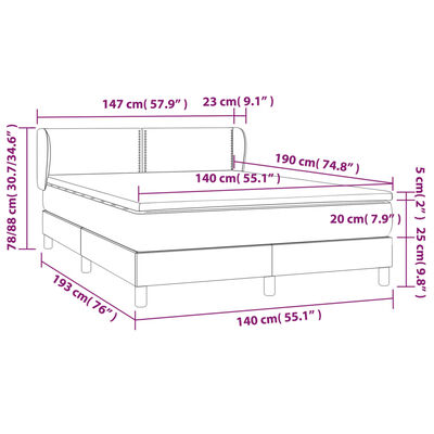 vidaXL Ramsäng med madrass mörkgrå 140x190 cm sammet