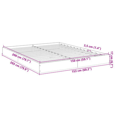 vidaXL Sängram utan madrass rökfärgad ek 150x200 cm konstruerad trä